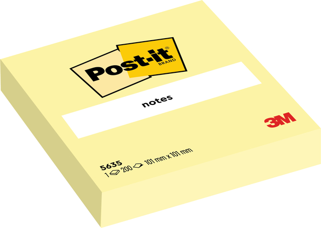 Memoblok 3M Post-it 563 101x101mm geel 200 vel Memoblok 3M Post-it 563 101x101mm geel 200 vel