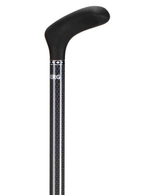 cane, curved handle, aluminium shaft, black grip, textured pattern