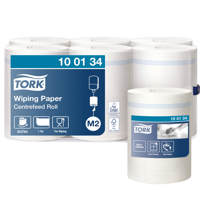 Poetspapier Tork M2 Advanced 1-laags 275m wit 100134 Poetspapier Tork M2 Advanced 1-laags 275m wit 100134