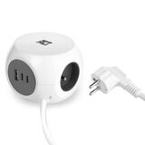 ACT Stekkerdoos kubus met 3 type E stopcontacten, 30W Power Delivery USB-C/A poorten, kabellengte 1,5m