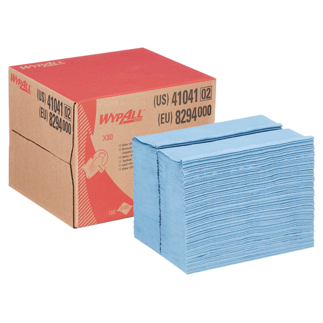 Reinigingsdoek WypAll X80 dispenserdoos 1-laags 160 vel blauw 8294 Reinigingsdoek WypAll X80 dispenserdoos 1-laags 160 vel blauw 8294