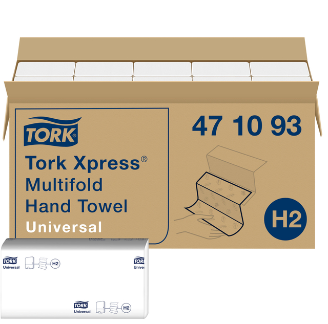 Handdoek Tork H2 Xpress Universal multifold 1-laags 213x234mm 20x250 vel wit 471093 Handdoek Tork H2 Xpress Universal multifold 1-laags 213x234mm 20x250 vel wit 471093