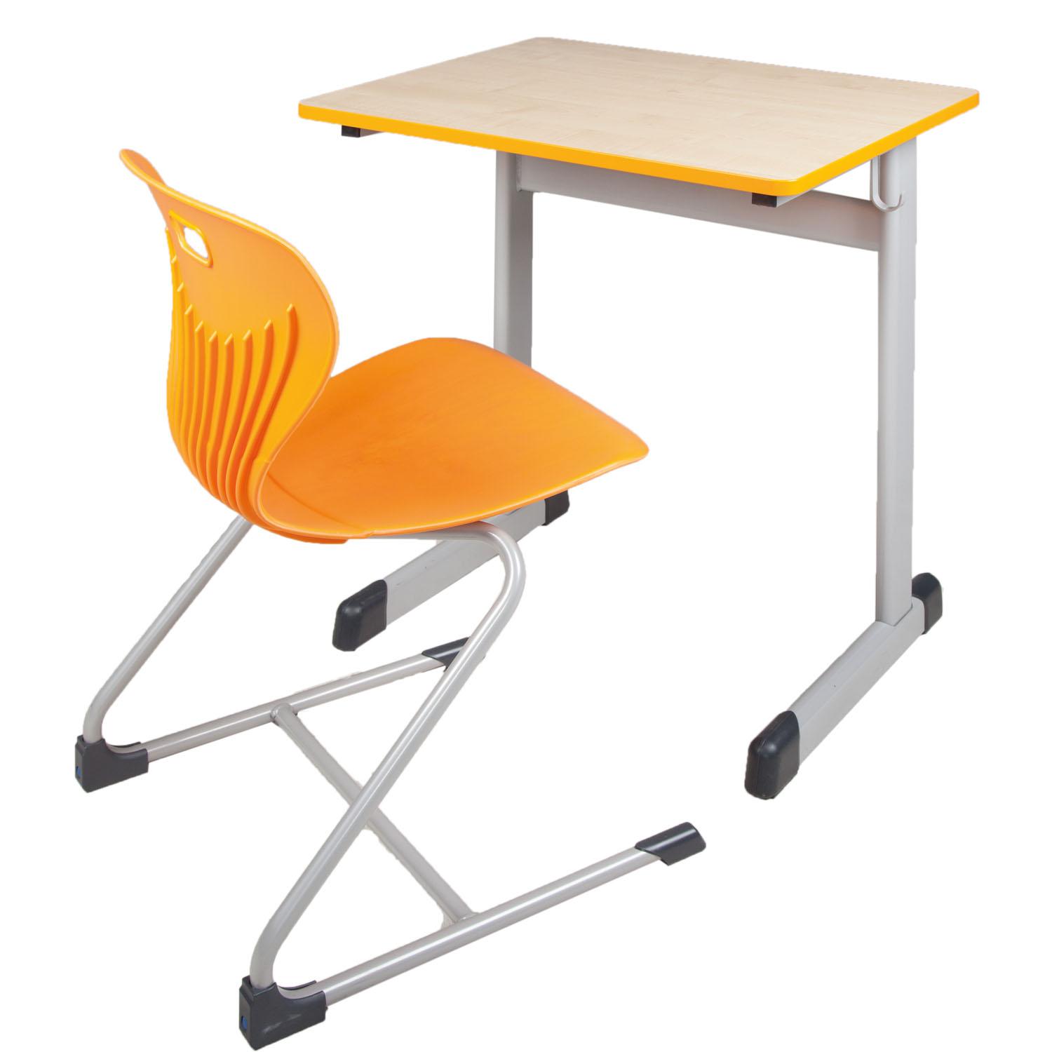 1-persoons leerlingtafel 70x65 cm model T, melamine gecoat, rond tafelblad met ABS randafwerking