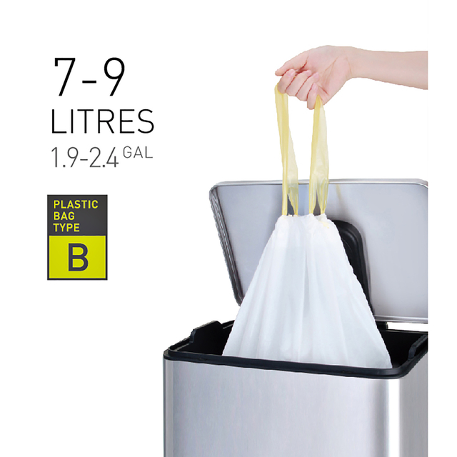 Afvalzak EKO MDPE type B met trekband 40x45cm 7-9L wit rol à 25 stuks Afvalzak EKO MDPE type B met trekband 40x45cm 7-9L wit rol à 25 stuks