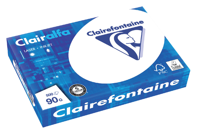 Kopieerpapier Clairefontaine Clairalfa A4 90gr wit 500 vel Kopieerpapier Clairefontaine Clairalfa A4 90gr wit 500 vel