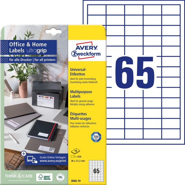 kantoorlabel, etiket, multipurpose label, plaklabel, printer label