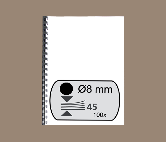 Bindrug Fellowes 8mm 21rings A4 zwart 100 stuks