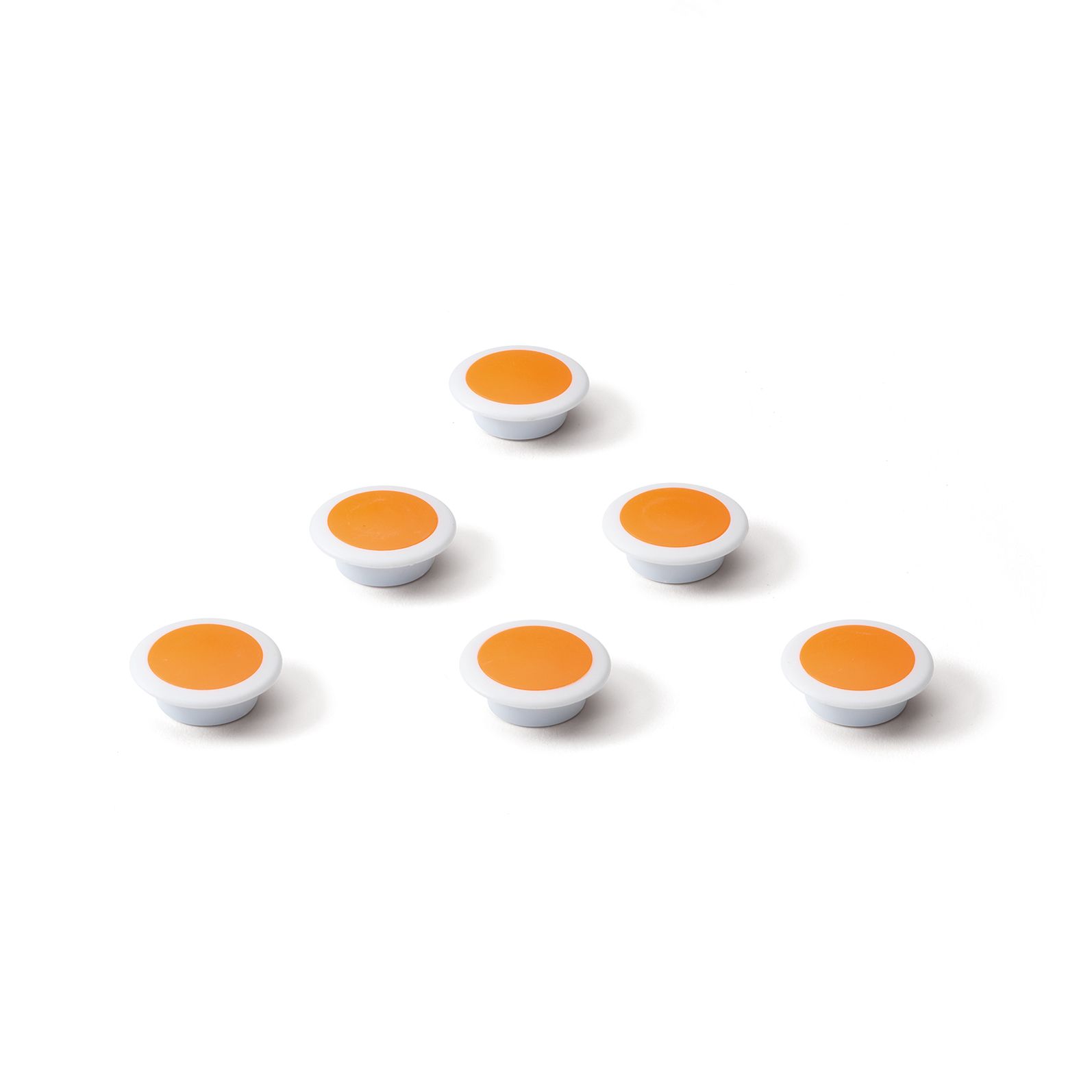Glasbordmagneten oranje, extra sterk, 6 stuks - Ø30 mm