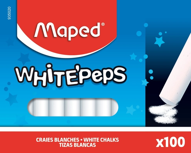 Schoolbordkrijt Maped White'Peps doos á 100 stuks wit Schoolbordkrijt Maped White'Peps doos á 100 stuks wit