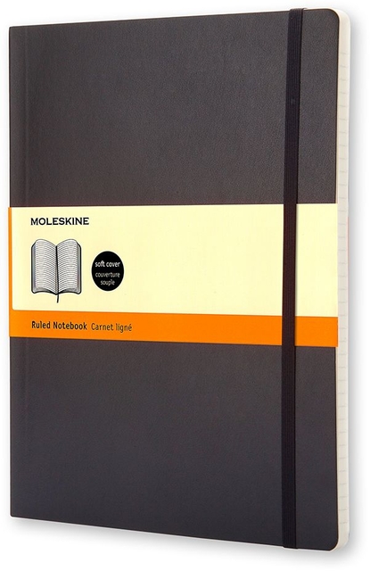 Notitieboek Moleskine XL 190x250mm lijn soft cover zwart