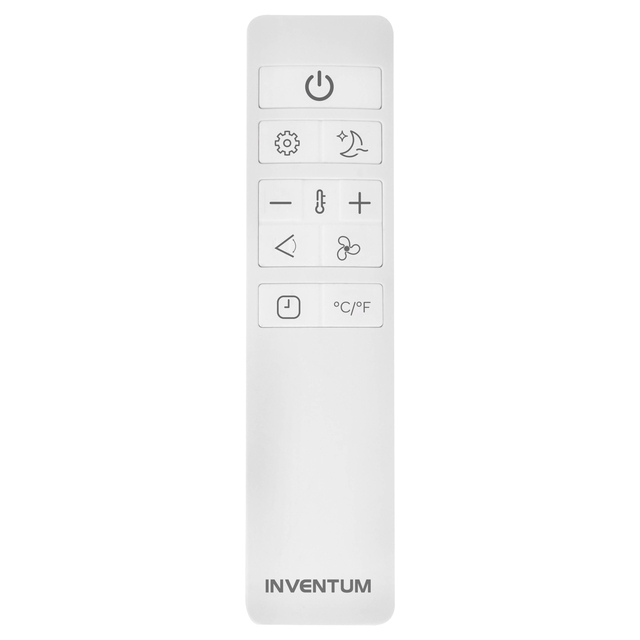 afstandsbediening, ventilator, temperatuur, knoppen, INVENTUM