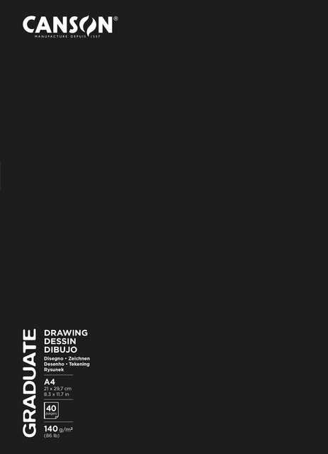 Schetsboek Canson Graduate 20vel 140gr A4 wit