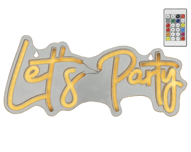 neon, sign, let's party, light, remote control included
