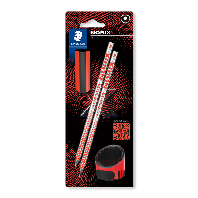 Potlood Staedtler Norix HB blister à 2 stuks zwart-koraal Potlood Staedtler Norix HB blister à 2 stuks zwart-koraal