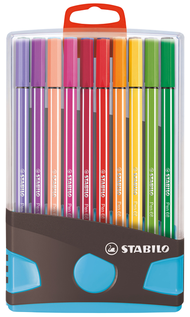 Viltstift  STABILO Pen 68/20 ColorParade in antr/turq etui M ass 20st Viltstift  STABILO Pen 68/20 ColorParade in antr/turq etui M ass 20st