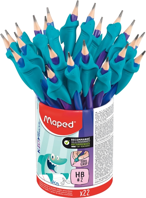 Grafietpotlood Maped Kidy Learn met gum en vingerhulp pot à 22 stuks assorti