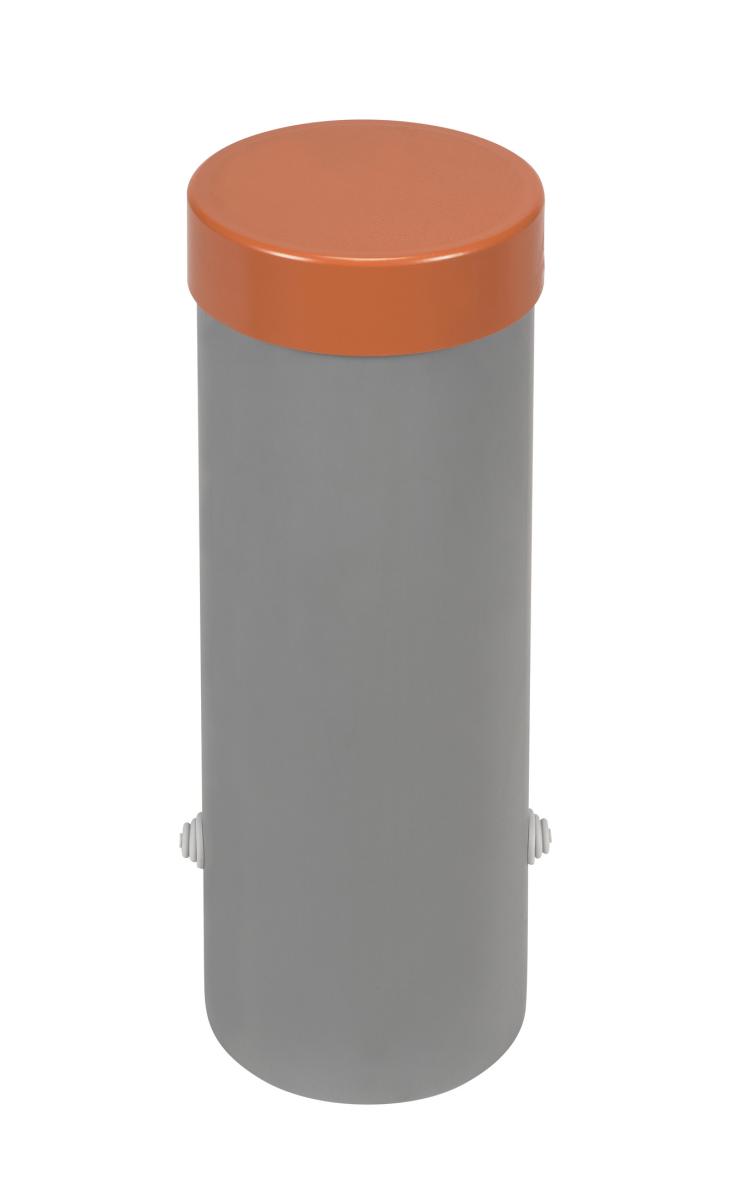 duct, cylinder, grey, orange lid, cap