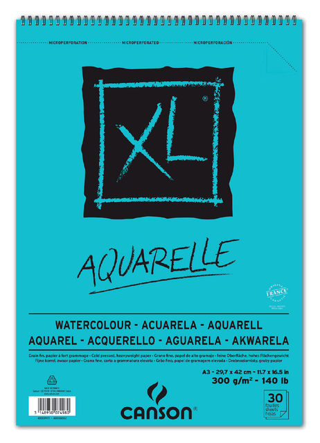 Aquarelblok Canson XL A3 30 vel 300gr spiraal