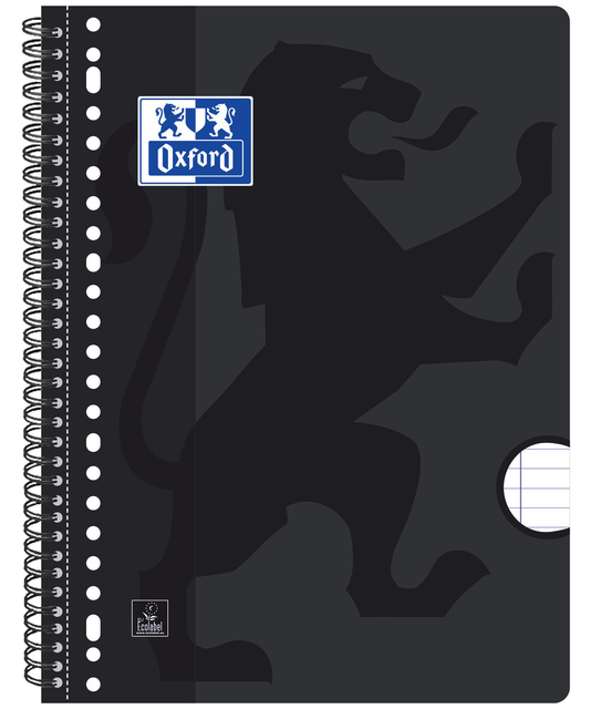 Collegeblok Oxford A4+ lijn 4-gaats 180 pagina's 80gr zwart Collegeblok Oxford A4+ lijn 4-gaats 180 pagina's 80gr zwart