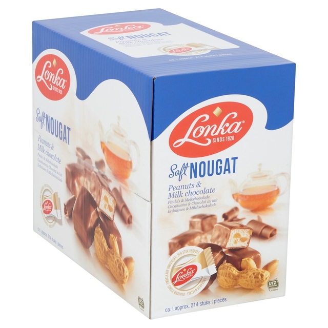 Nougat Lonka pinda melk doos 214 stuks Nougat Lonka pinda melk doos 214 stuks