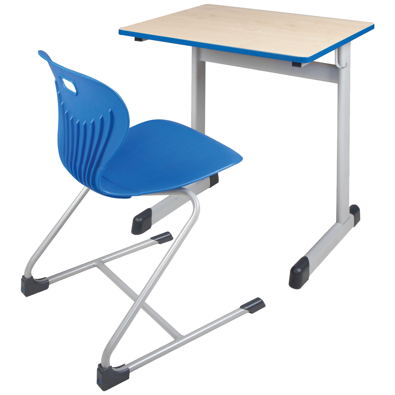 1-persoons leerlingtafel 70x65 cm model T, HPL tafelblad met massief houten randafwerking