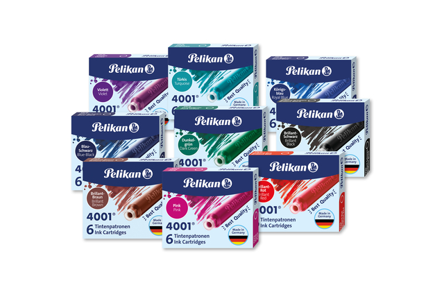 Inktpatroon Pelikan 4001 blauw/zwart 6 stuks