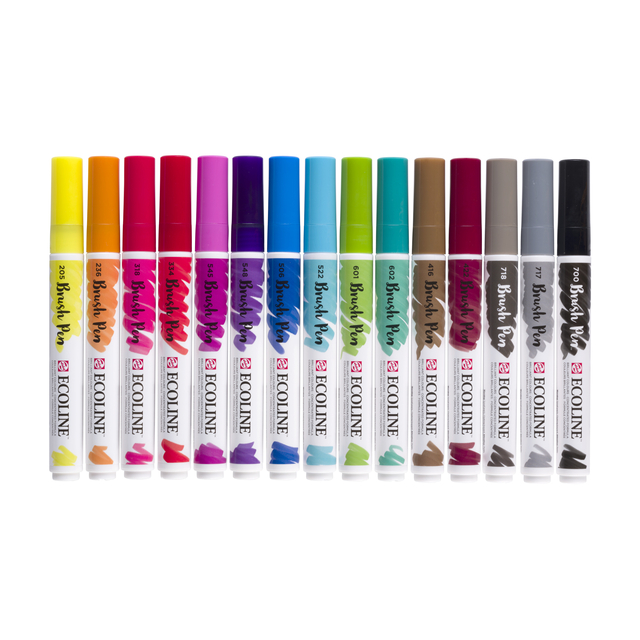 Brushpen Talens Ecoline set à 15 stuks assorti