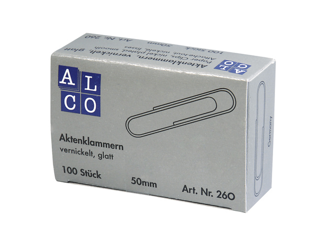 aktenklemmen, vernickelt, glatt, 100 Stück, 50mm