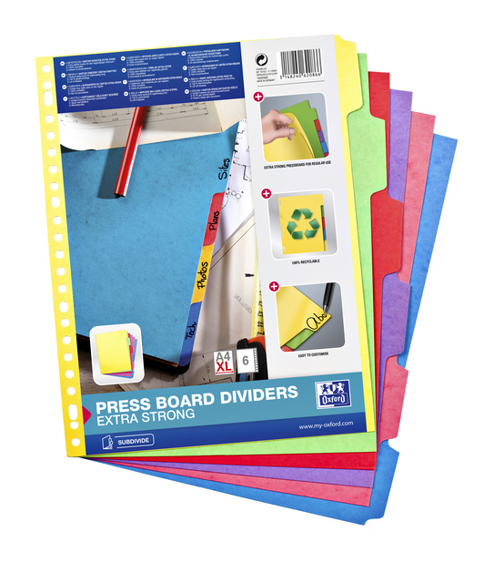 Tabbladen Oxford A4+ 23-gaats 6-delig karton kleur Tabbladen Oxford A4+ 23-gaats 6-delig karton kleur