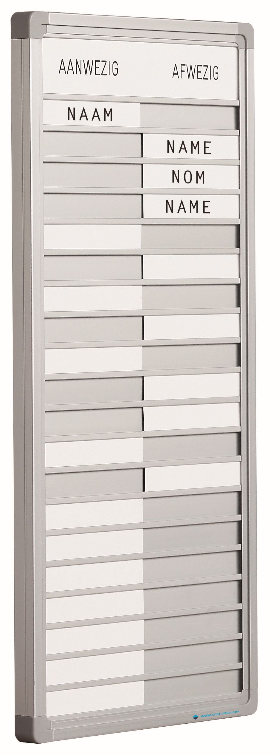 Presentiebord Softline profiel 16mm, graveer, 30 pos. NL - 24x75 cm