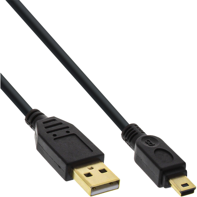 Kabel Inline USB-A USB mini-B 2.0 M 5pin 2 meter zwart Kabel Inline USB-A USB mini-B 2.0 M 5pin 2 meter zwart