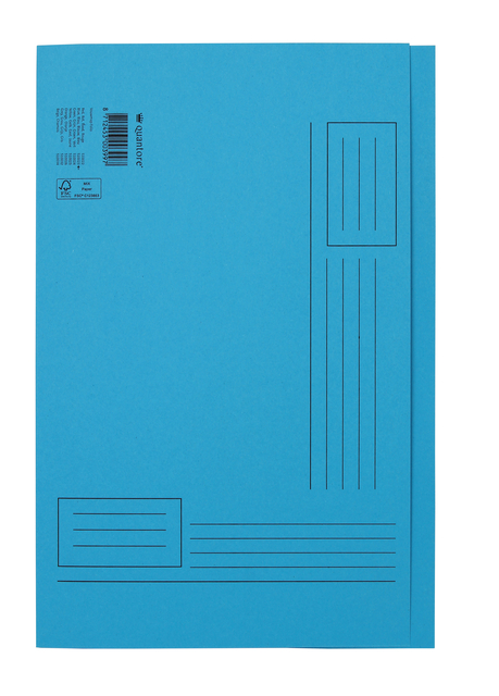 Vouwmap Quantore Folio ongelijke zijde 250gr blauw Vouwmap Quantore Folio ongelijke zijde 250gr blauw