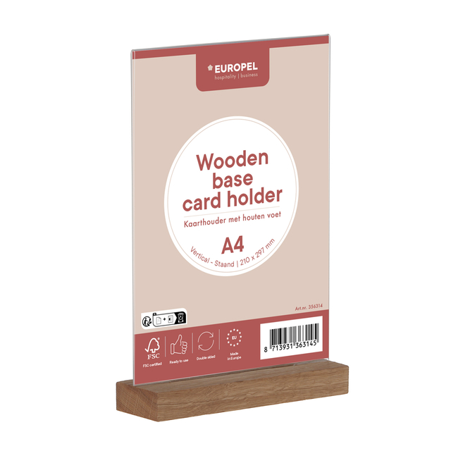 houten onderzetter, kaarthouder, A4, staander, hout