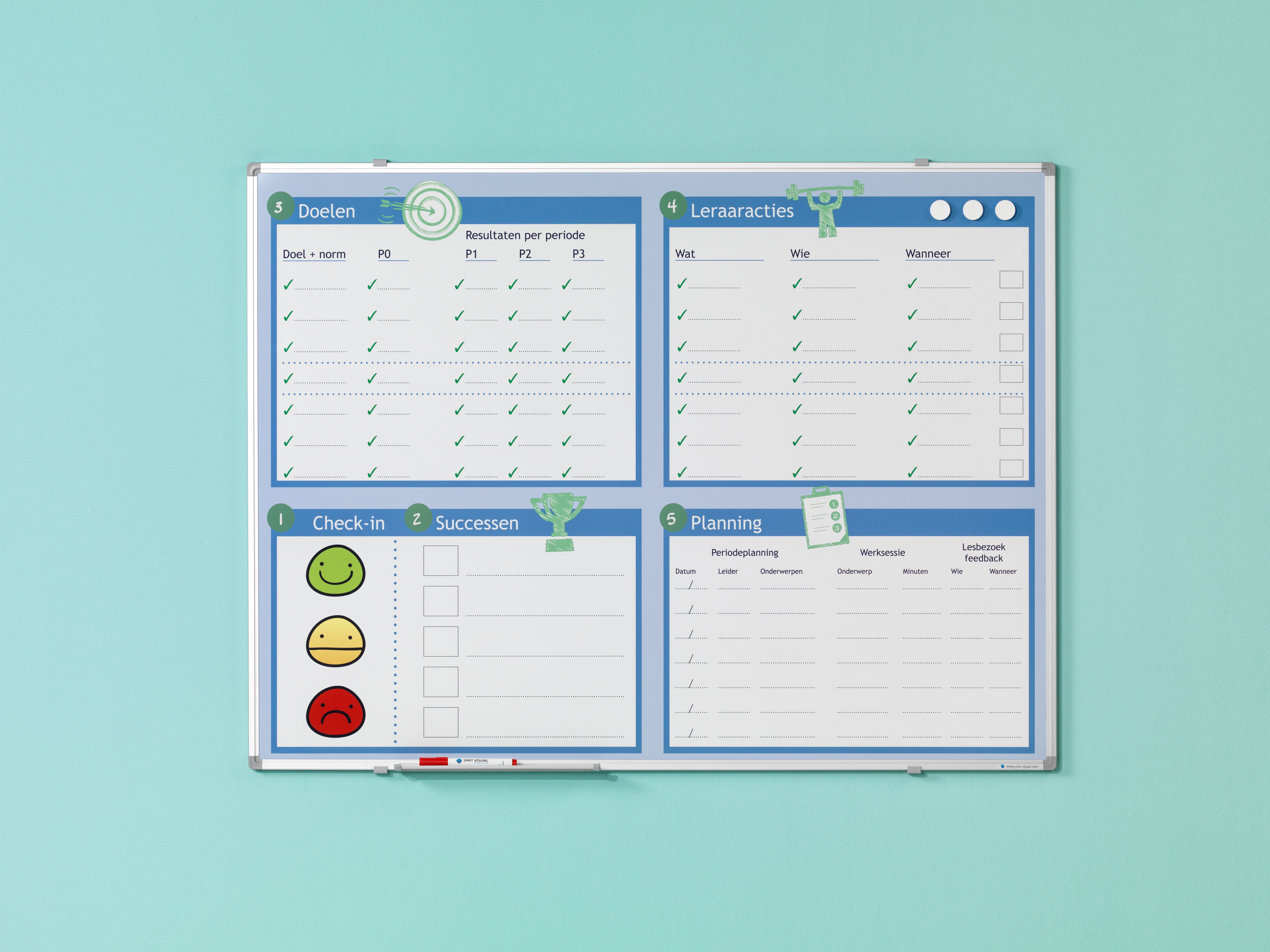 Bedrukt whitebord, Softline profiel 8mm - 60x90 cm