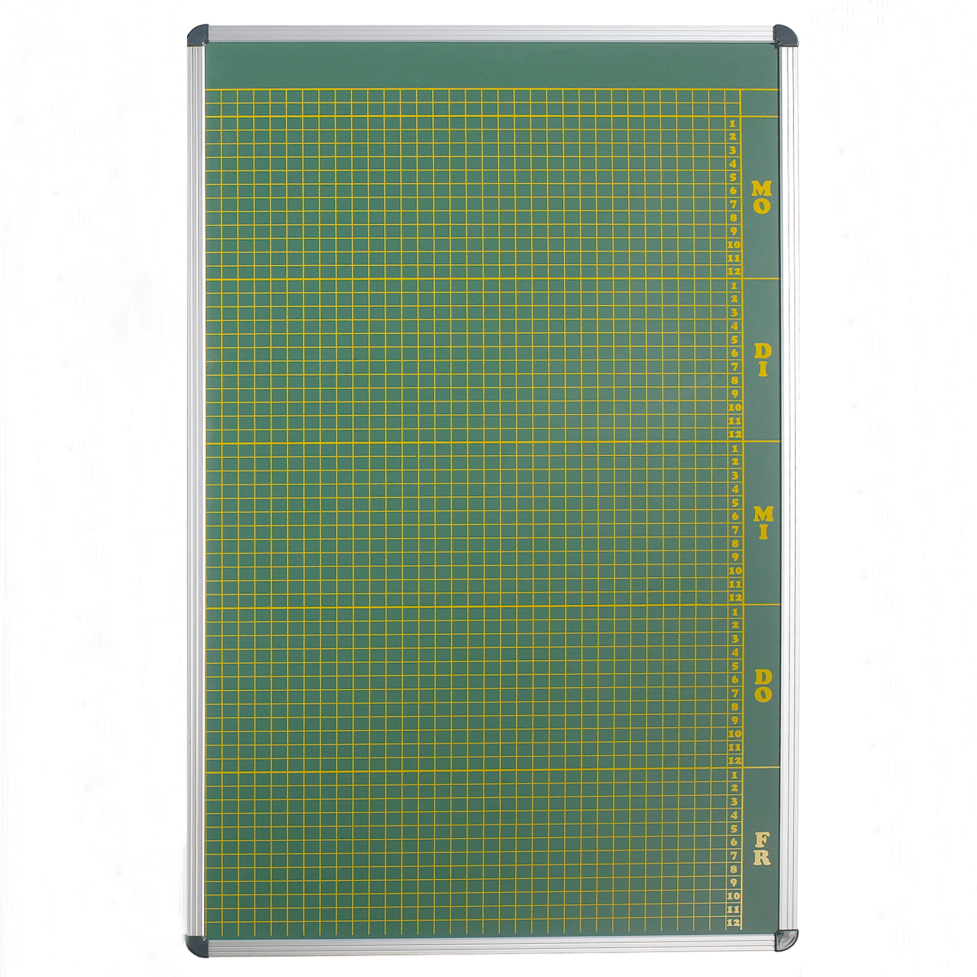 Planbord met personeelsplan en uurrooster van beschrijfbaar geëmailleerd premium staal