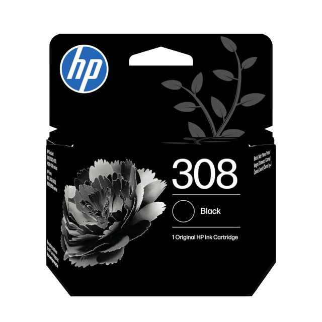 inktcartridge, HP 308, zwart, inktcartridge, affiche