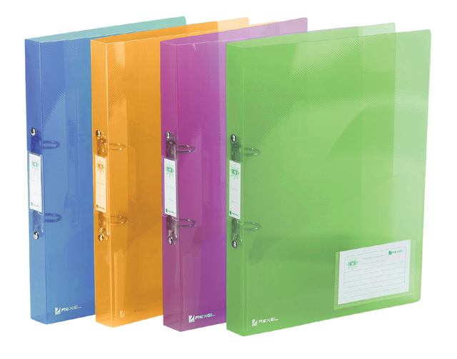 Ringband Rexel Ice A4 2-rings O-mechaniek 25mm PP assorti Ringband Rexel Ice A4 2-rings O-mechaniek 25mm PP assorti