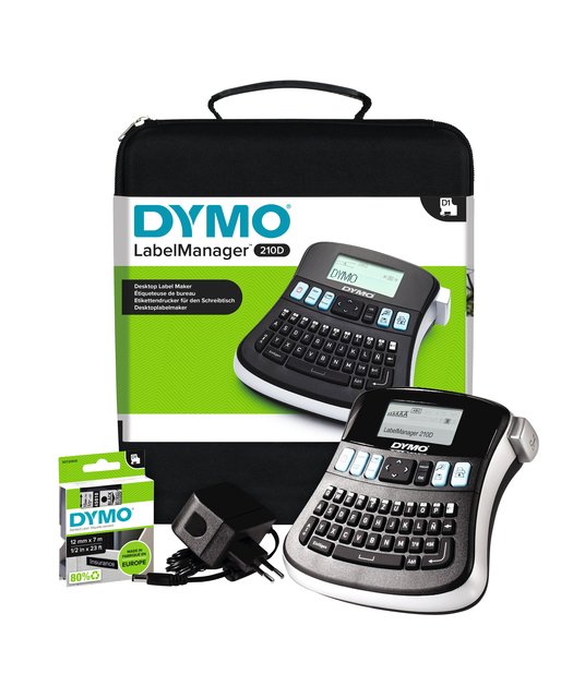 Labelprinter Dymo LabelManager 210D+ draagbaar qwerty 12mm zwart in koffer Labelprinter Dymo LabelManager 210D+ draagbaar qwerty 12mm zwart in koffer