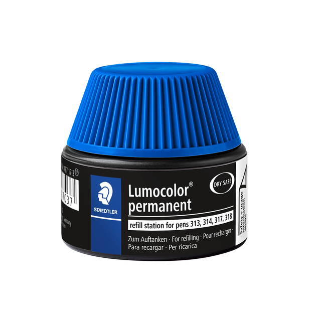 Viltstiftvulling Staedtler Lumocolor permanent 15ml blauw Viltstiftvulling Staedtler Lumocolor permanent 15ml blauw
