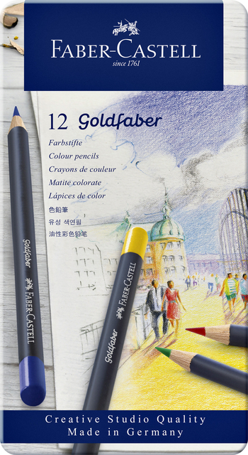 Kleurpotloden Faber-Castell Goldfaber assorti blik à 12 stuks Kleurpotloden Faber-Castell Goldfaber assorti blik à 12 stuks