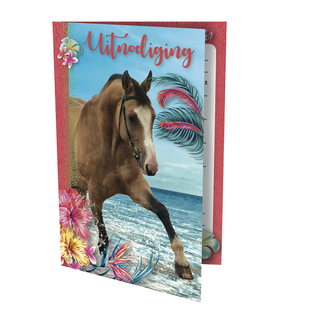 paard, kaart, strand, zon, bloemen