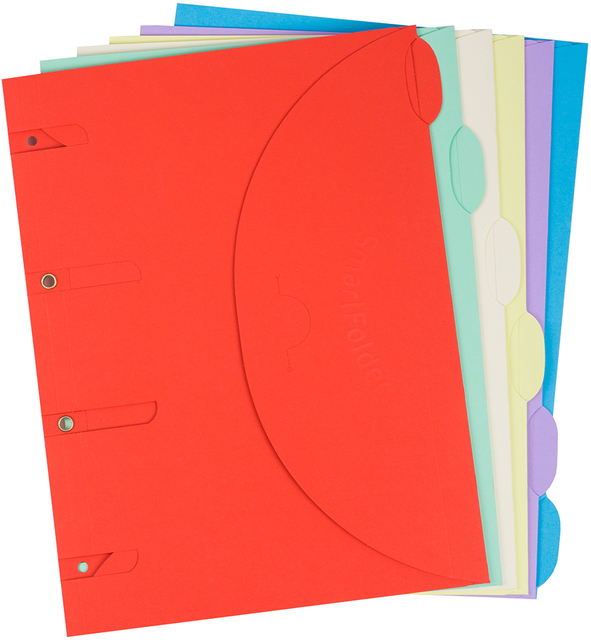Smartfolder geperforeerde opbergmappen A4 assorti 6 stuks Smartfolder geperforeerde opbergmappen A4 assorti 6 stuks