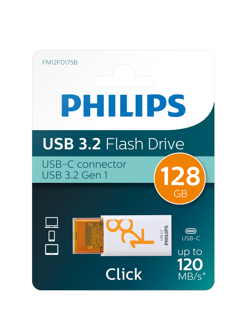 USB Stick Philips Click USB-C 128GB Sunrise Orange USB Stick Philips Click USB-C 128GB Sunrise Orange