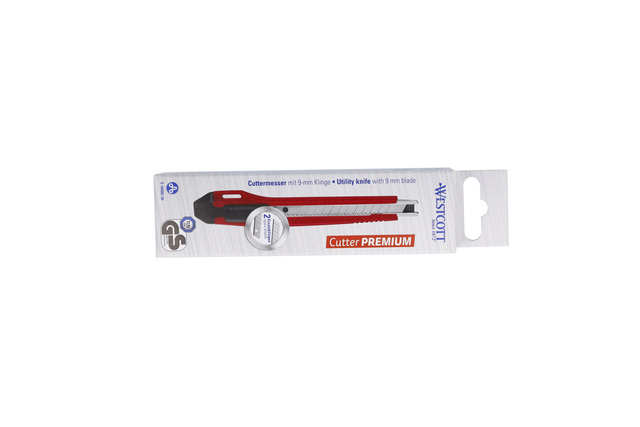 utility knife, cutter, retractable blade, red handle, 9 mm blade