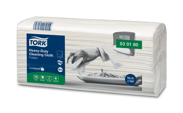 Reinigingsdoek Tork W4 Premium Heavy-Duty gevouwen 1-laags 4x70 vel wit 530180