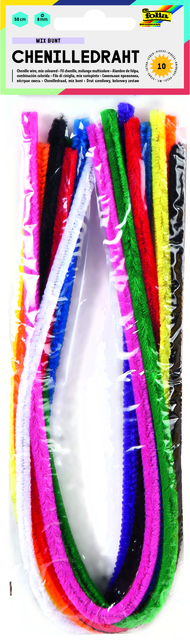 Chenilledraad Folia 50cm 8mm doorsnede 10 stuks assorti Chenilledraad Folia 50cm 8mm doorsnede 10 stuks assorti