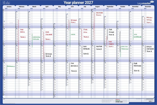 year planner, calendar, monthly view, desk accessory, blue grid