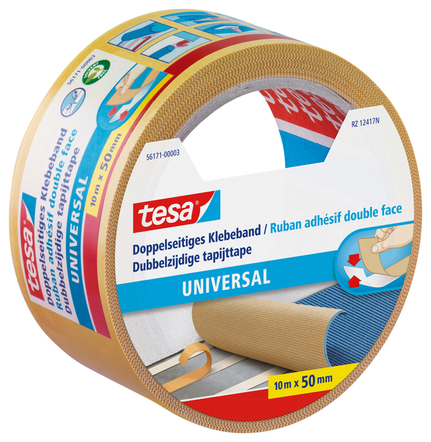 Tapijttape tesa® universal 10mx50mm dubbelzijdig wit Tapijttape tesa® universal 10mx50mm dubbelzijdig wit