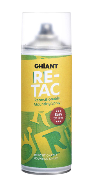 Lijmspray Ghiant High-Tac re-positioneerbaar 400ml Lijmspray Ghiant High-Tac re-positioneerbaar 400ml