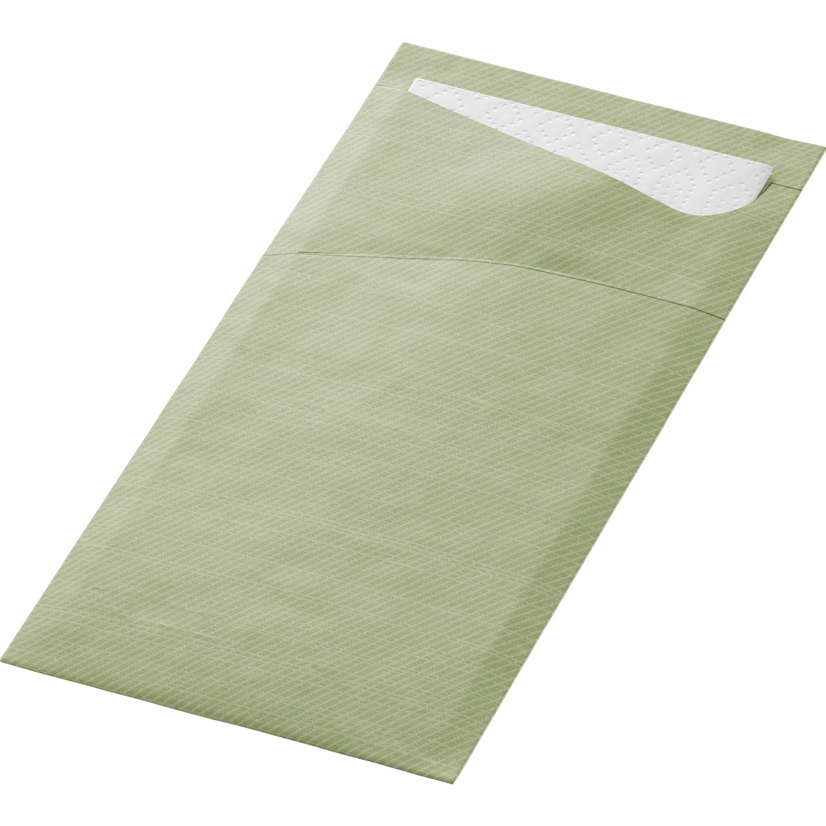 Duni Bestekzakje 85x19cm Green en Servet White doos 5x100st